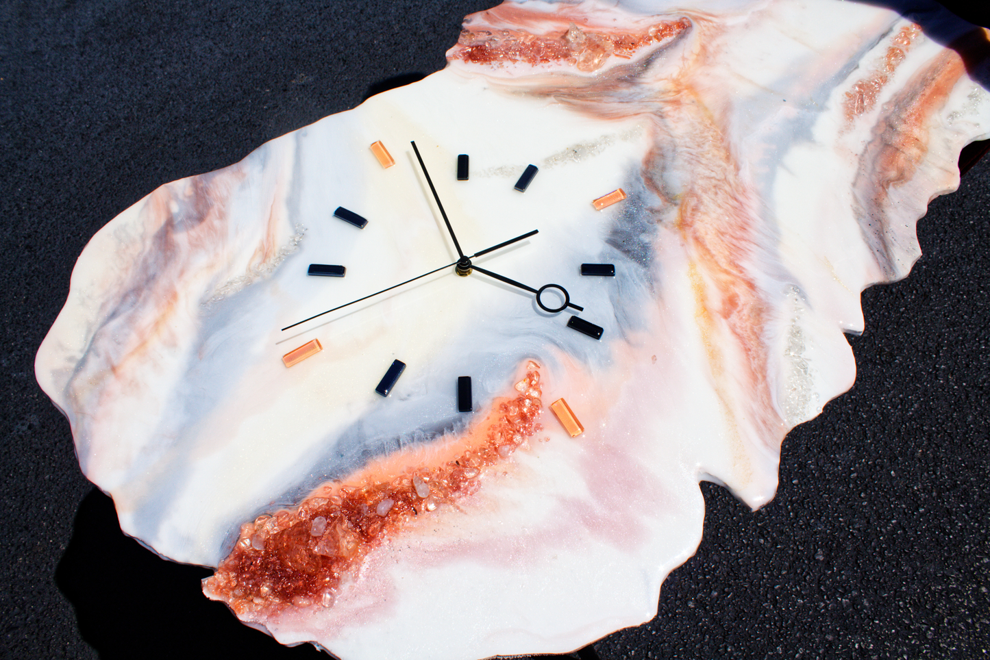 Coral Rose Pink Geode Wall Clock