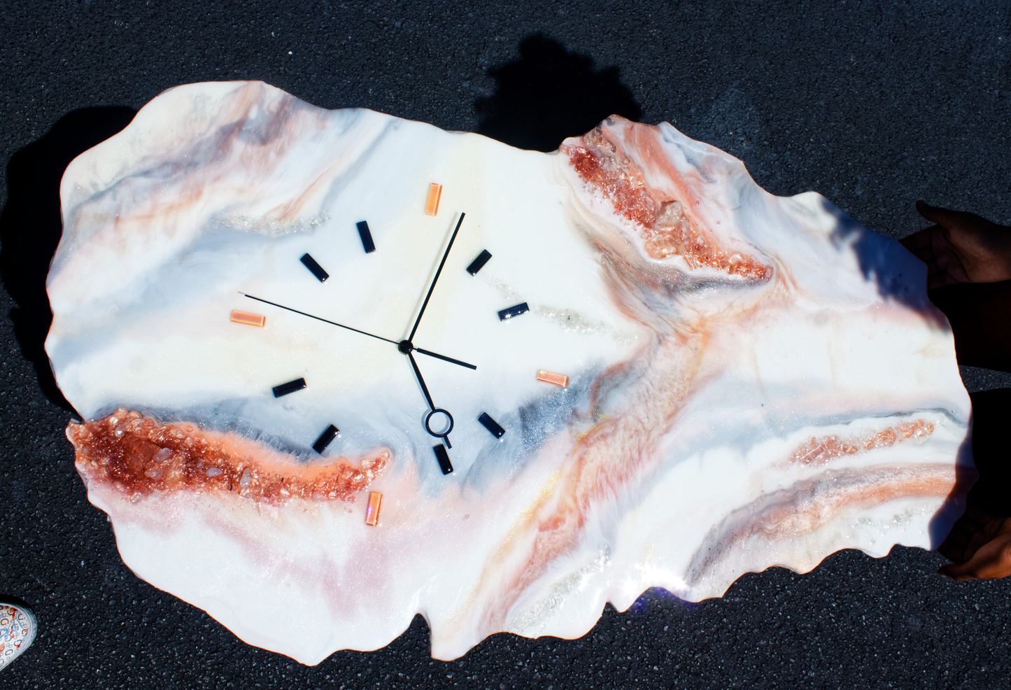 Coral Rose Pink Geode Wall Clock